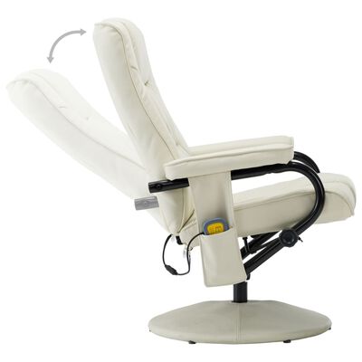 vidaXL Massage Chair with Foot Stool Cream Faux Leather