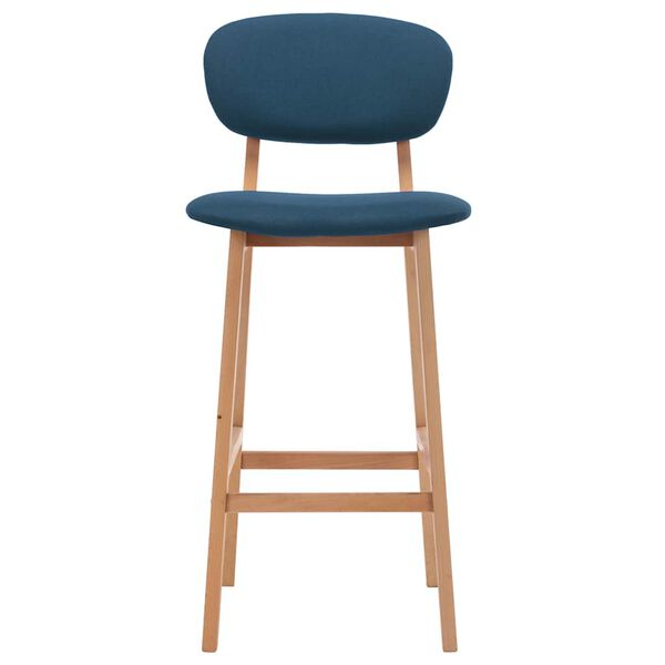 vidaXL Bar Chair Set of 2 Blue Fabric (100% polyester), solid beech wood