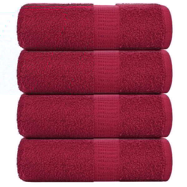 vidaXL Guest Towel Set of 4 Bordeaux 100% Cotton 11.8 x 19.7 in