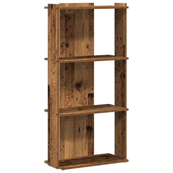 vidaXL 3 Tier Bookcase Old Wood Engineered Wood Small Bookcase