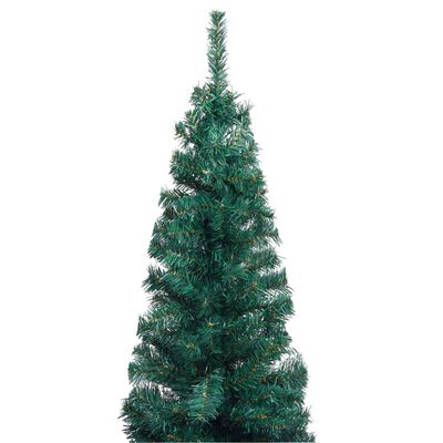 vidaXL Slim Artificial Pre-lit Christmas Tree with Ball Set Green 82.7"