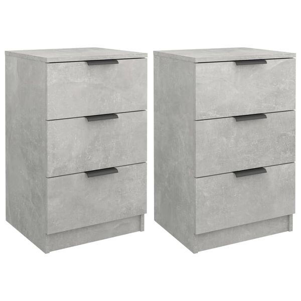 vidaXL Bedside Cabinet Set of 2 Concrete grey Engineered wood Standard