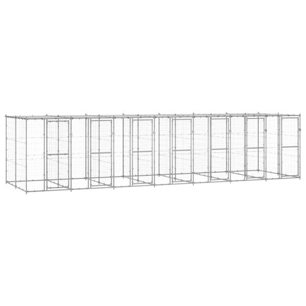 vidaXL Dog Kennel Silver Galvanized steel, PE 182.7 sqft Tough