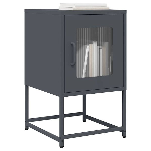 vidaXL Bedside Cabinet Anthracite Cold-rolled Steel Medium