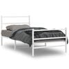vidaXL Bed Frame White Powder-Coated Steel Twin Bed Frame Rectangular