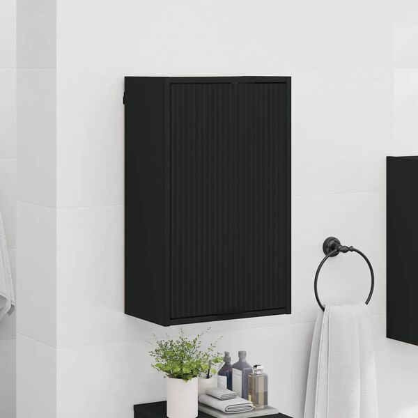 vidaXL Bathroom Cabinet Wall-mounted Black 15.35 x 9.25 x 25.59 in