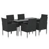 vidaXL Garden Dining Set Black Poly Rattan 7 Piece Set Durable