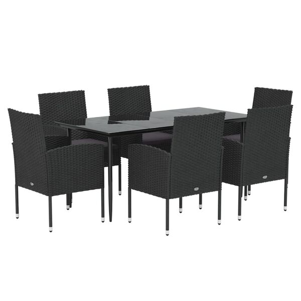 vidaXL Garden Dining Set Black Poly Rattan 7 Piece Set Durable
