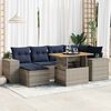 vidaXL 7 Piece Patio Sofa Set with Cushions Gray Poly Rattan