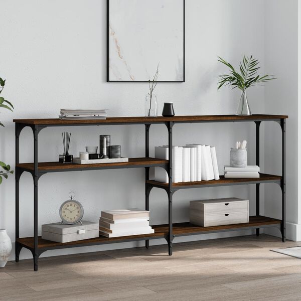 vidaXL Console Table Brown oak Engineered wood and metal Large