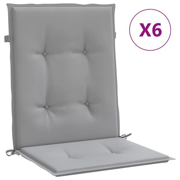 vidaXL Lowback Chair Cushion Set of 6 Grey Oxford fabric (100% polyester)