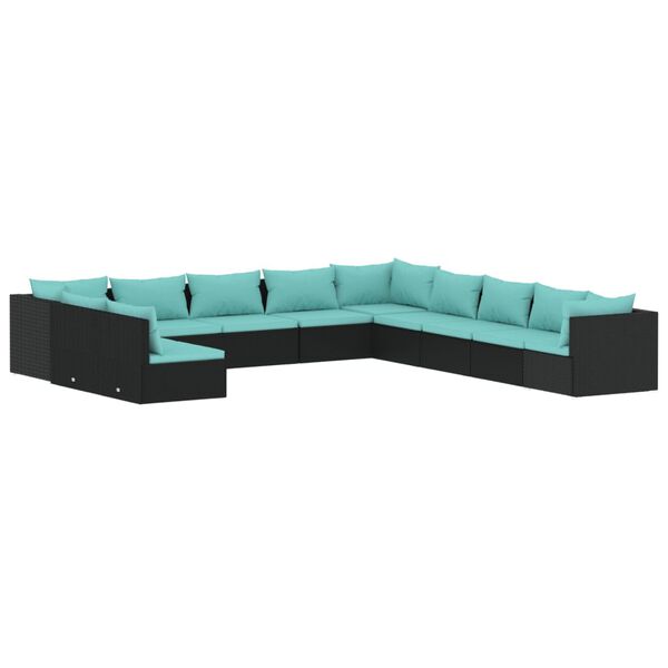 vidaXL Garden Lounge Set Black and Water Blue