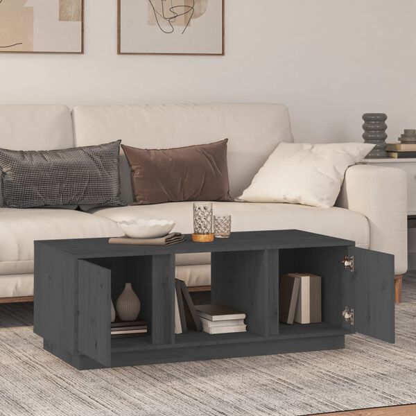 vidaXL Coffee Table Gray Solid Pine Wood 43.3 in x 19.7 in x 15.7 in