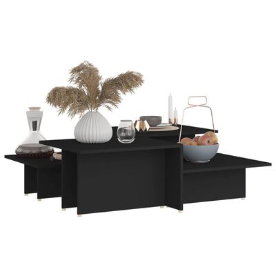 vidaXL Coffee Tables 2 pcs Black 43.9"x19.7"x13" Engineered Wood