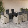 vidaXL 7 Piece Patio Dining Set with Cushions Light Grey Poly Rattan