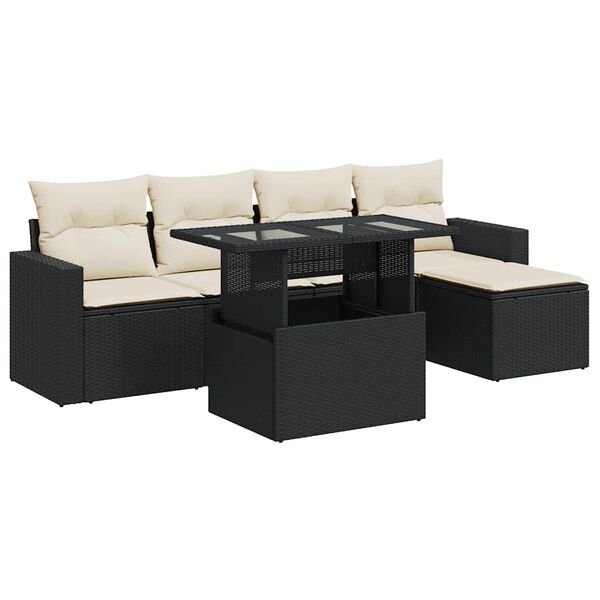 vidaXL Garden Sofa Set Black, Cream White
