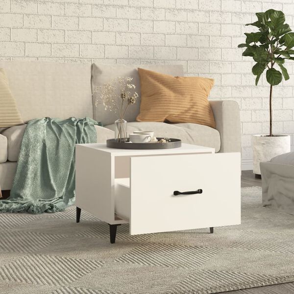 vidaXL Coffee Table White Engineered wood 20 x 20 x 15.7 in Coffee Table