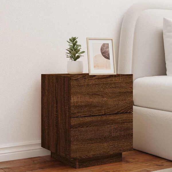vidaXL Bedside Cabinet Brown Oak Engineered Wood Medium Bedside Cabinet
