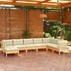 vidaXL Garden Lounge Set Cream Solid pine wood, fabric (100% polyester)