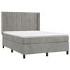 vidaXL Box Spring Bed with Mattress&LED Light Gray 53.9"x74.8" Full Velvet
