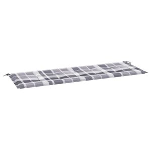 vidaXL Patio Bench Cushion Grey Check Pattern 150x50x1.6 " Oxford Fabric