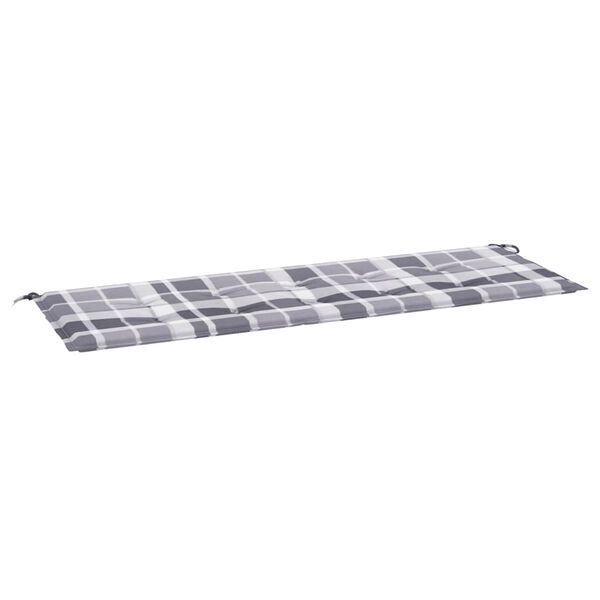 vidaXL Patio Bench Cushion Grey Check Pattern 150x50x1.6 " Oxford Fabric