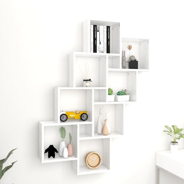 vidaXL Wall Shelf White Engineered wood Short, tall Wall mounting