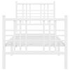 vidaXL Bed Frame White Steel Small Single Bed Frame Rectangular