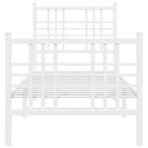 vidaXL Bed Frame White Steel Small Single Bed Frame Rectangular