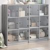 vidaXL Bookcase Grey Sonoma Engineered wood, Glass Large Bookcase