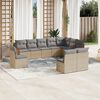 vidaXL Garden Sofa Set Beige PE rattan Large Adjustable Feet