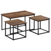 vidaXL Nesting Coffee Table Set of 3 Grey Solid Teak Wood Small