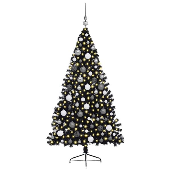 vidaXL Artificial Pre-lit Christmas Tree Black 70.87 in PVC