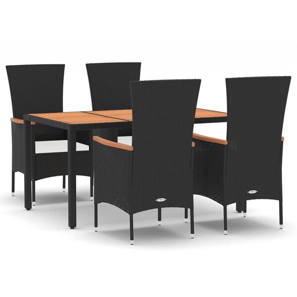 vidaXL Garden Dining Set Black Poly Rattan Large Modular