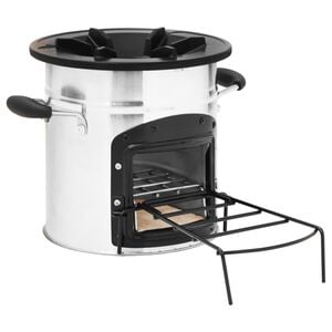 vidaXL Camping Wood Stove Silver 17.9x13.0x10.0" Stainless Steel