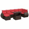 vidaXL 8 Piece Patio Sofa Set with Cushions Brown Poly Rattan Acacia
