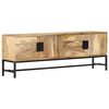 vidaXL TV Cabinet Brown and Black Solid Mango Wood and Powder-Coated Steel