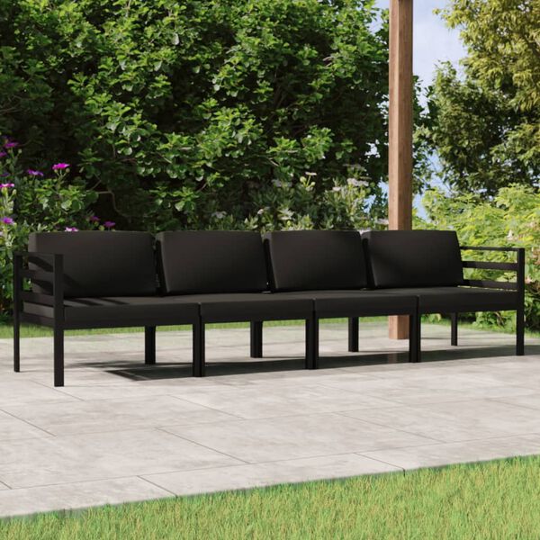 vidaXL Garden Lounge Set Anthracite Aluminum, Polyester Large Modular