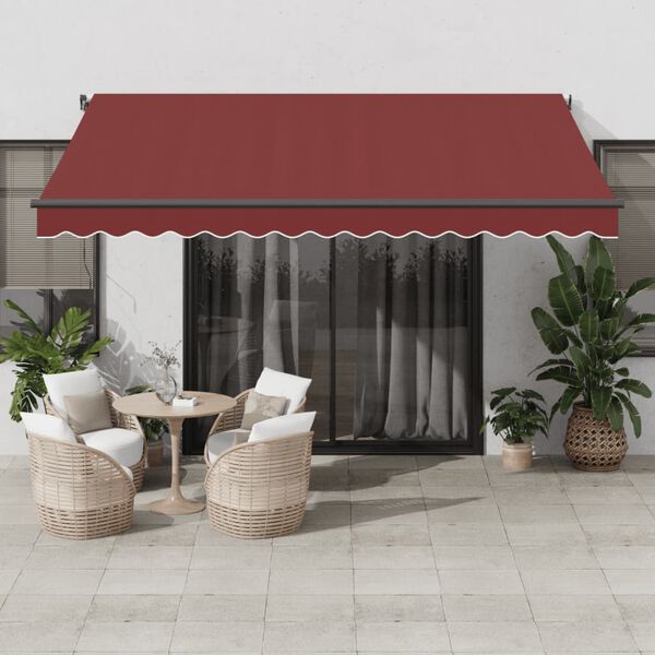vidaXL Retractable Awning Burgundy, Anthracite