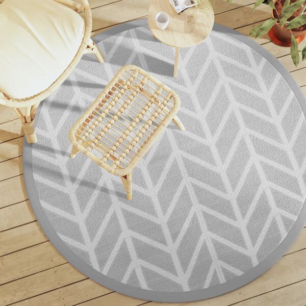 vidaXL Outdoor Carpet Grey Polypropylene Ø63.0 in Reversible Round