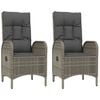 vidaXL Garden Dining Set Grey PE rattan 5 Piece Set Adjustable Armrests