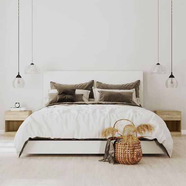 vidaXL Bedside Cabinet Set of 2 Oak Engineered wood, MDF Small