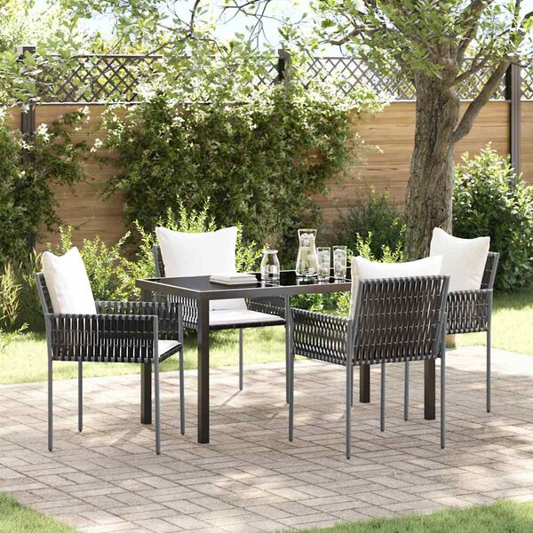 vidaXL Garden Dining Set 5 pcs Brown and Black PE Rattan