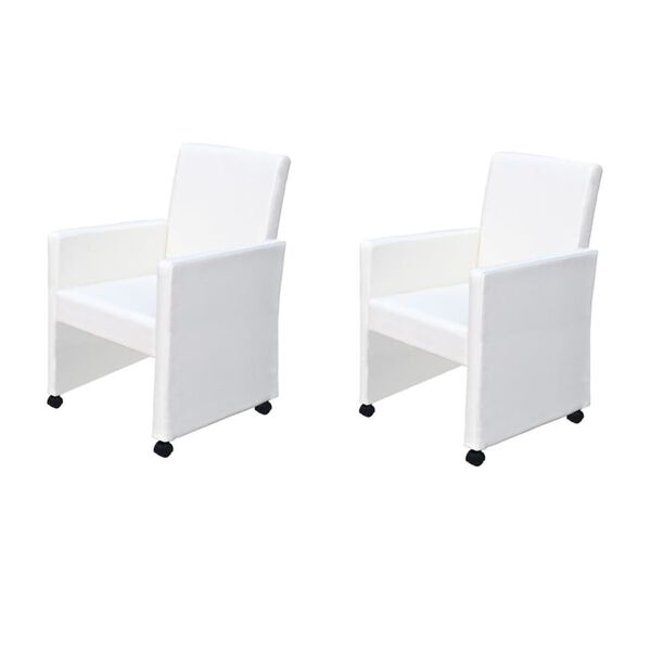vidaXL Dining Chair Set of 2 White Cotton Standard Ergonomic