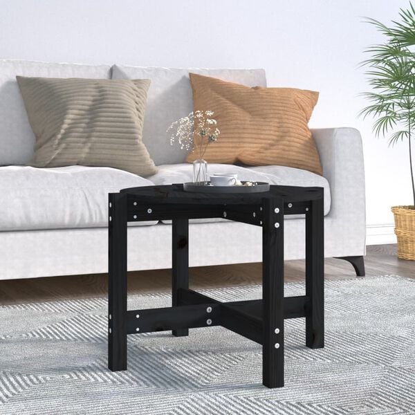 vidaXL Coffee Table Black Solid Pine Wood Medium Classic/Traditional