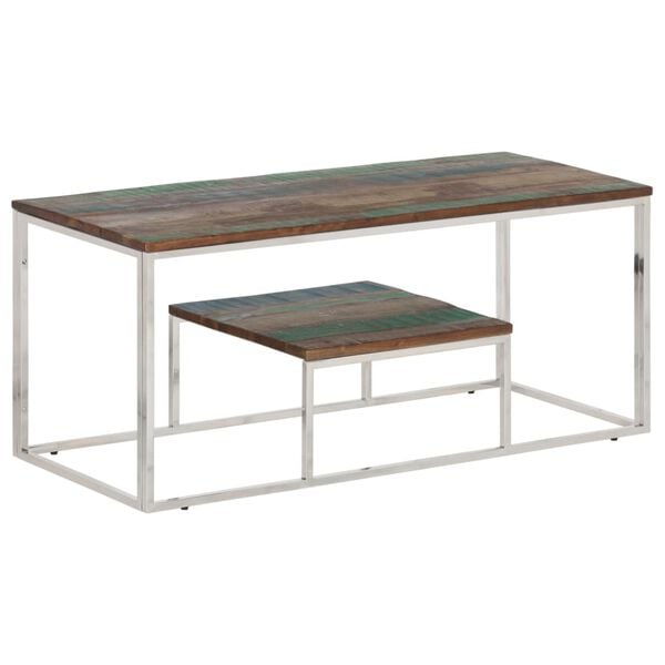 vidaXL Coffee Table Silver, Varied Wood Tones