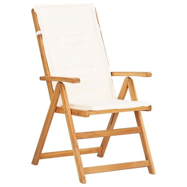 vidaXL Garden Chair Set of 2 Brown Solid Acacia Wood, Polyester Cushion