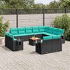 vidaXL 13 Piece Garden Sofa Set with Cushions Black Poly Rattan