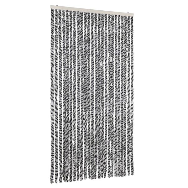 vidaXL Fly Curtain Grey and Black and White 39.4x90.6" Chenille