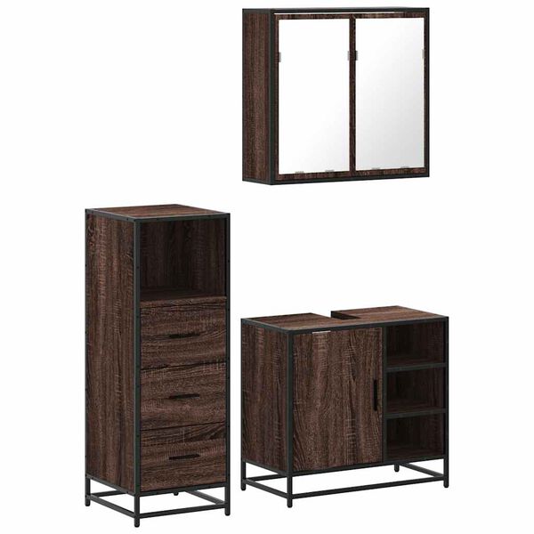 vidaXL Bathroom Furniture Set Brown Oak Engineered Wood Medium